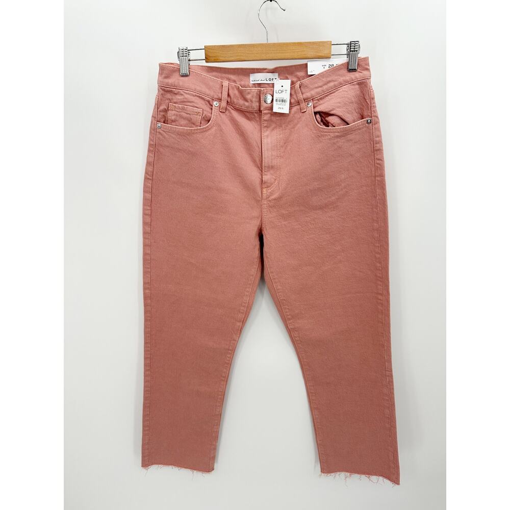 LOFT Jeans Women NWT 28/6 Pink The High Waist Straight Leg Cropped Cotton Blend